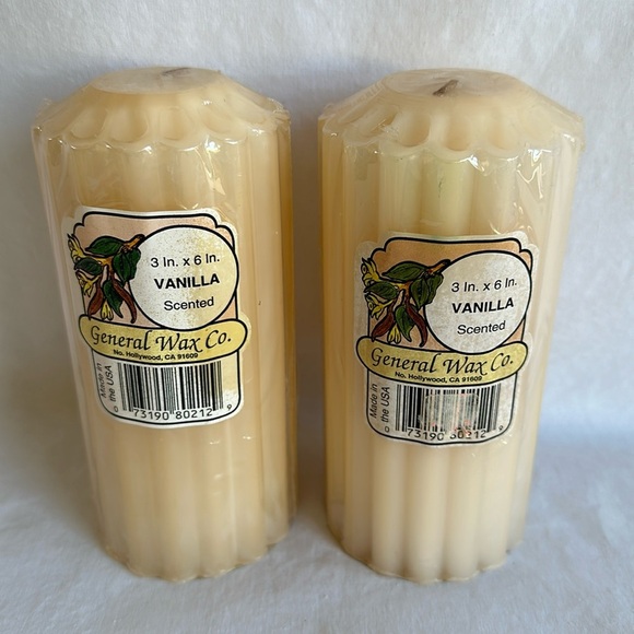 Two 3” by 6” vanilla scented candles - Picture 1 of 4